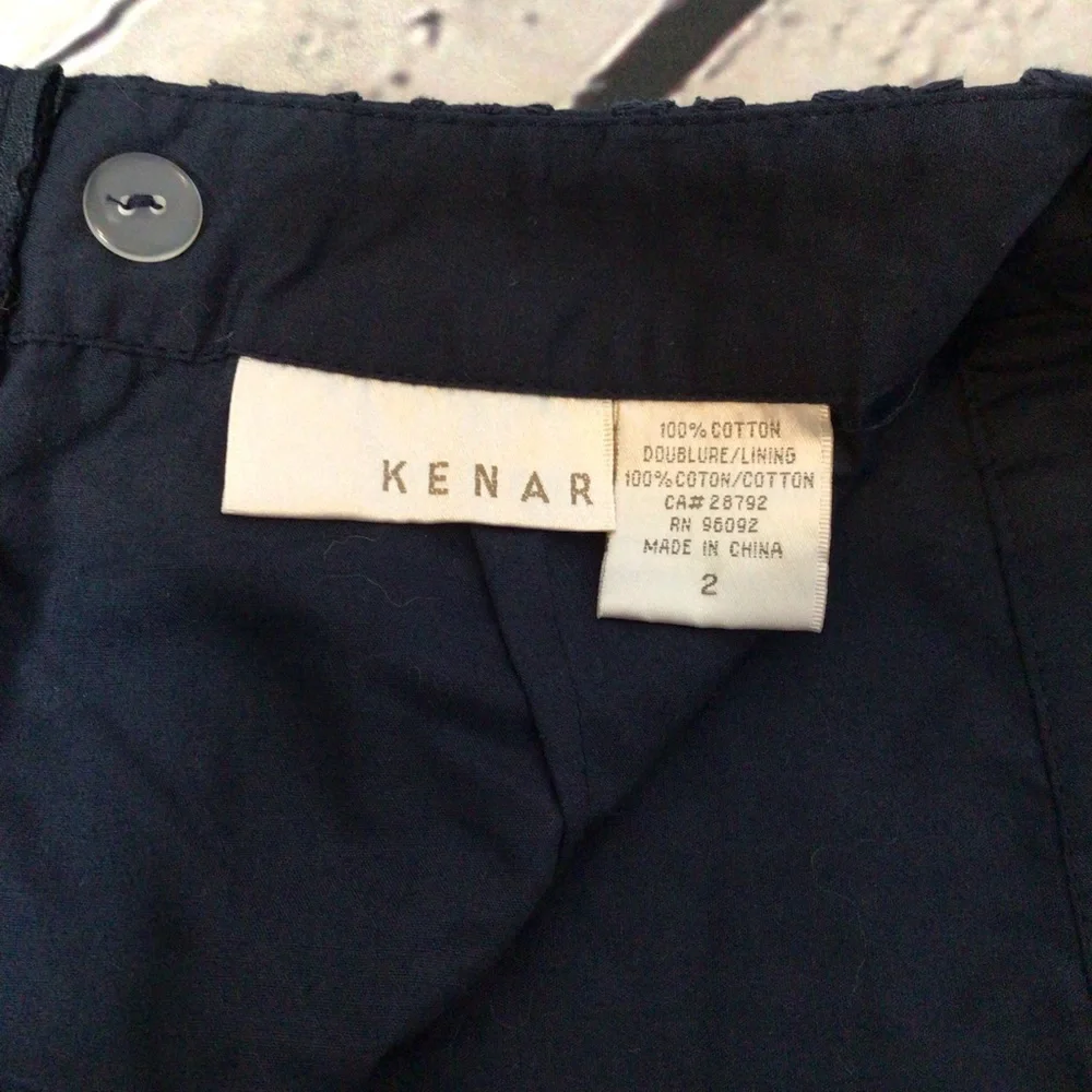 Kenar Navy Blue Eyelet Straight Skirt 2